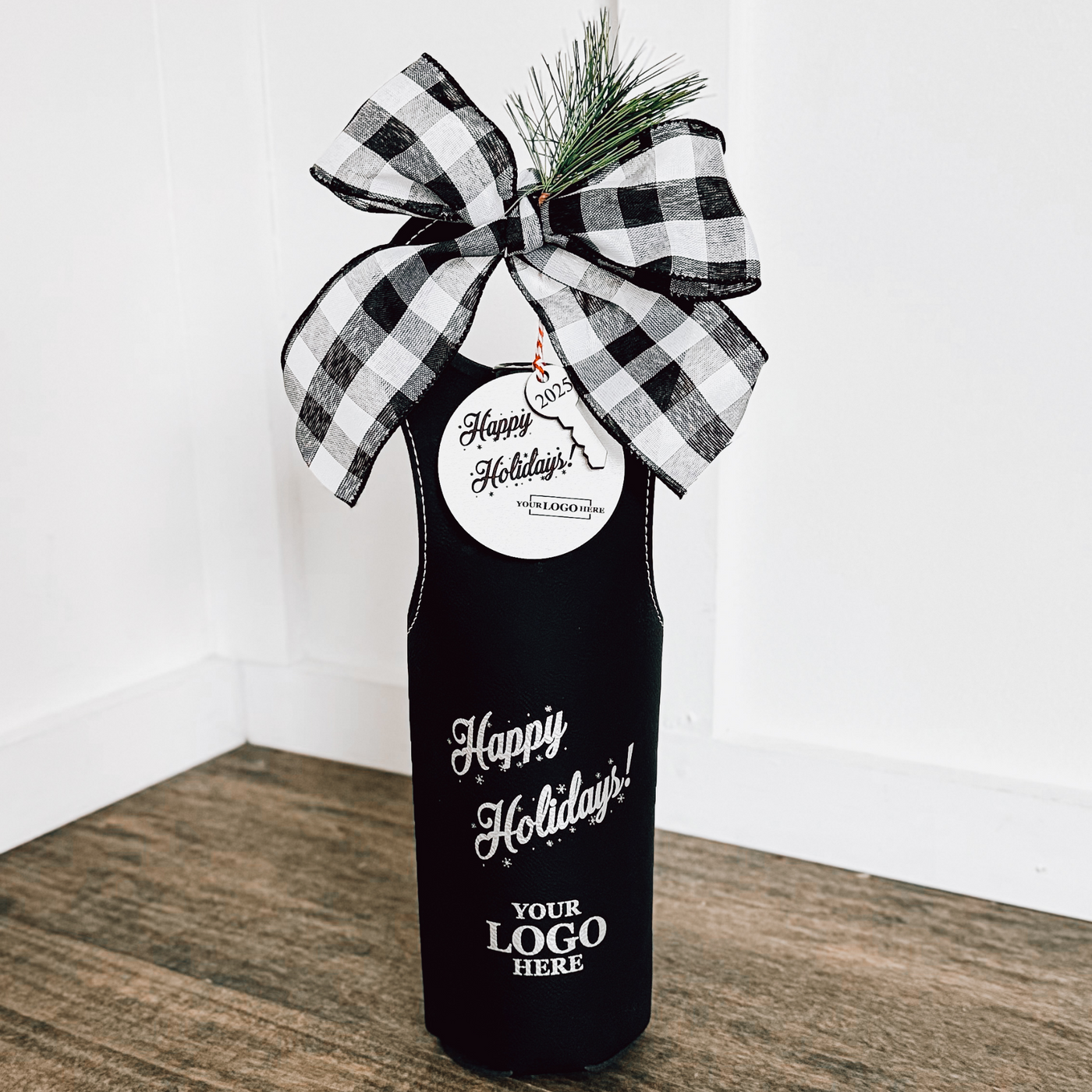 Holiday Faux Leather Wine Tote