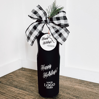Holiday Faux Leather Wine Tote