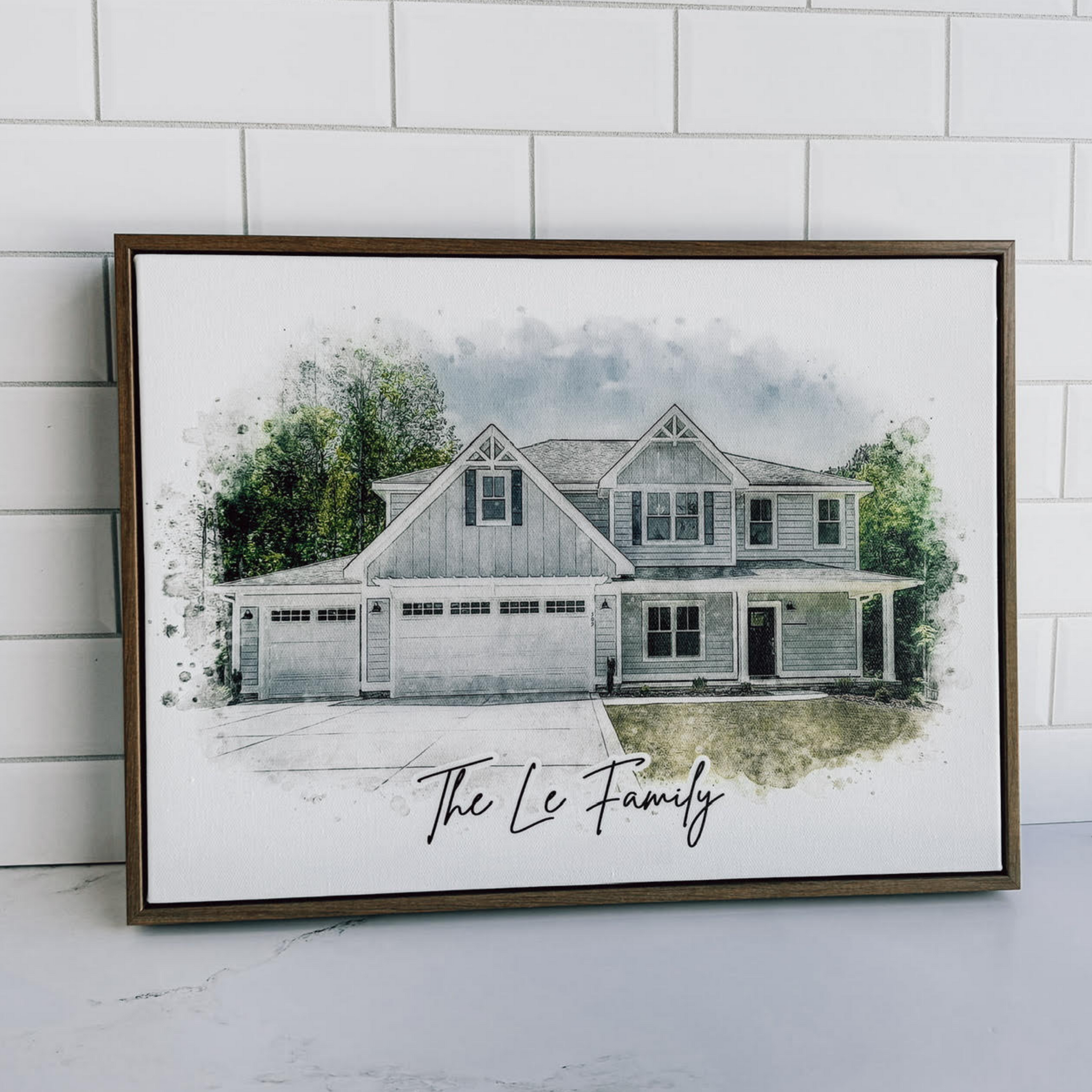 Watercolor Home Portrait