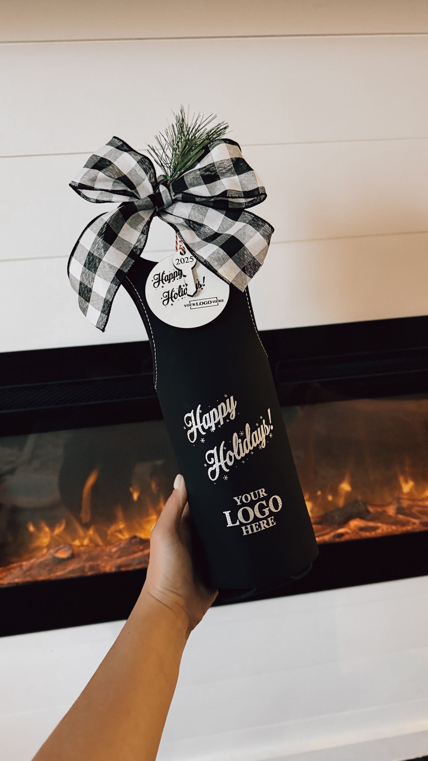 Holiday Faux Leather Wine Tote