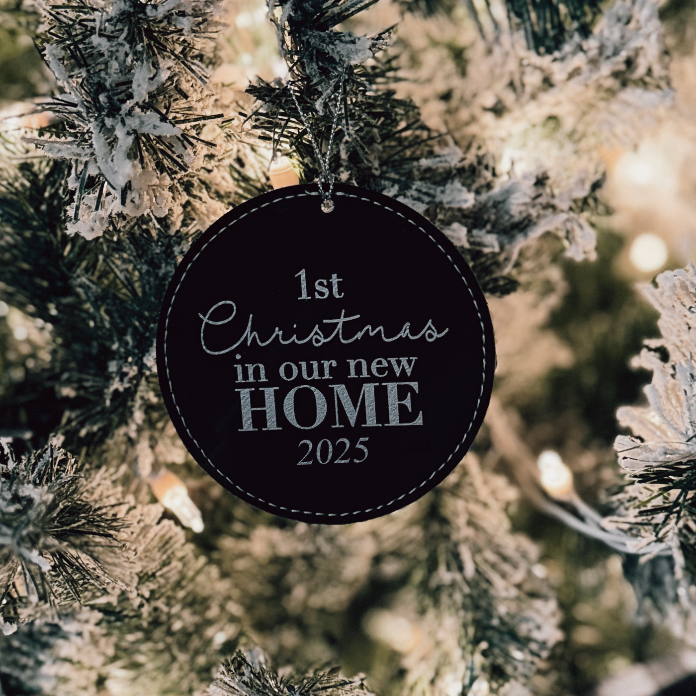 Custom Faux Leather Christmas Ornaments - Round