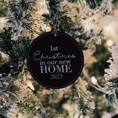 Custom Faux Leather Christmas Ornaments - Round