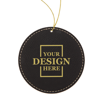 Custom Faux Leather Christmas Ornaments - Round