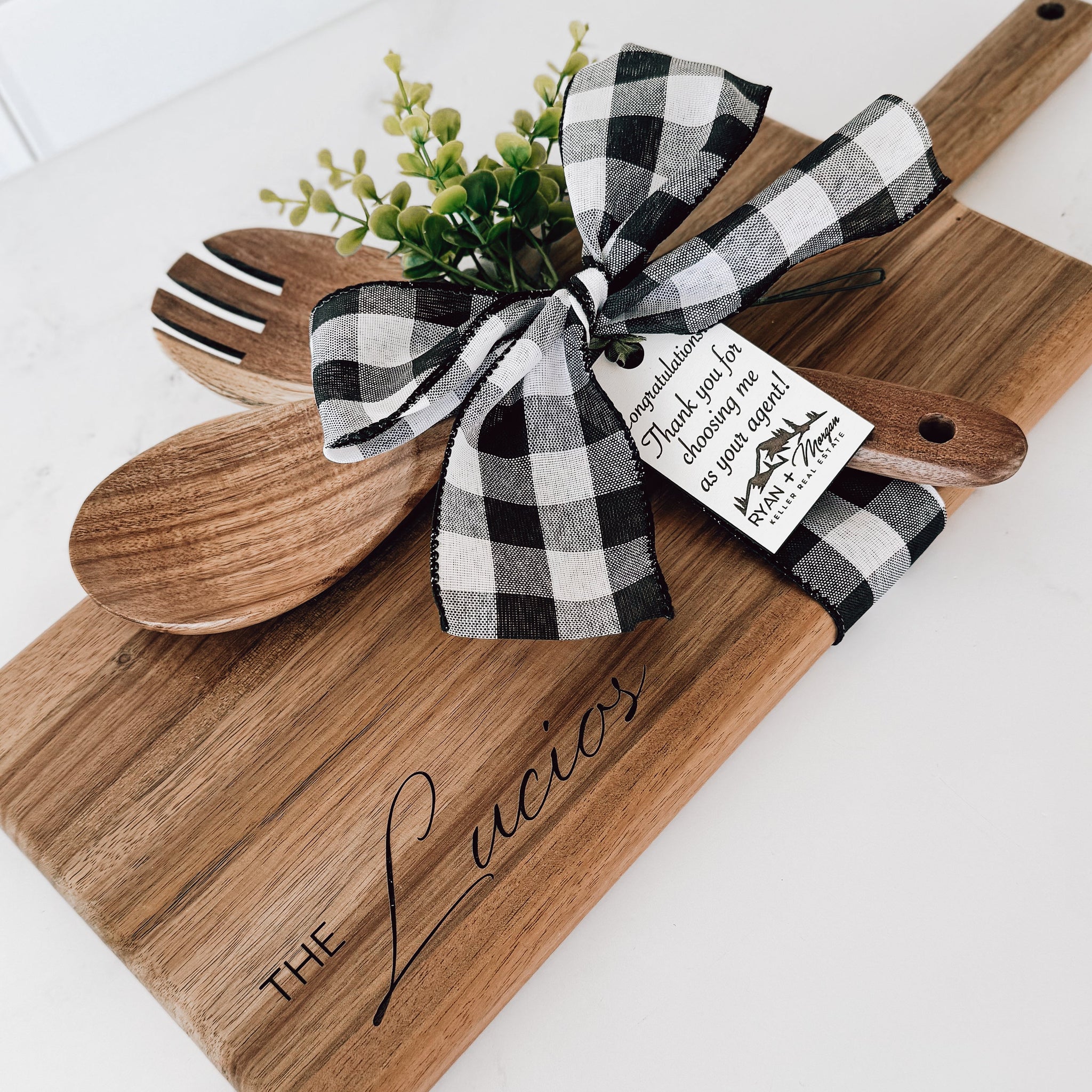 Acacia Wood Board with Utensils