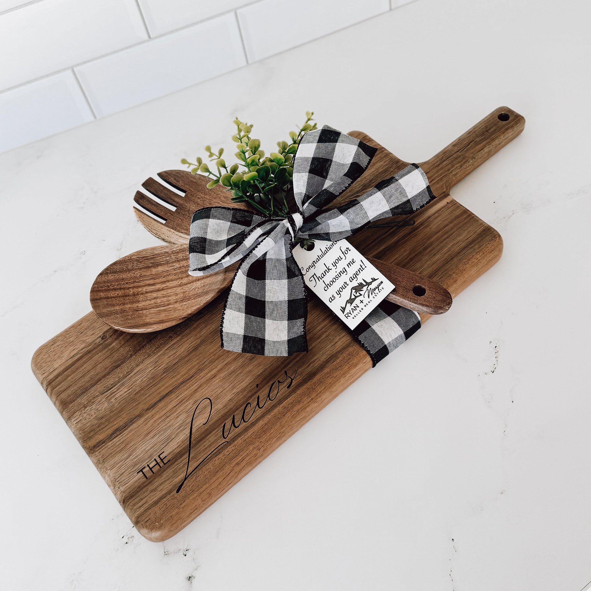 Acacia Wood Board with Utensils