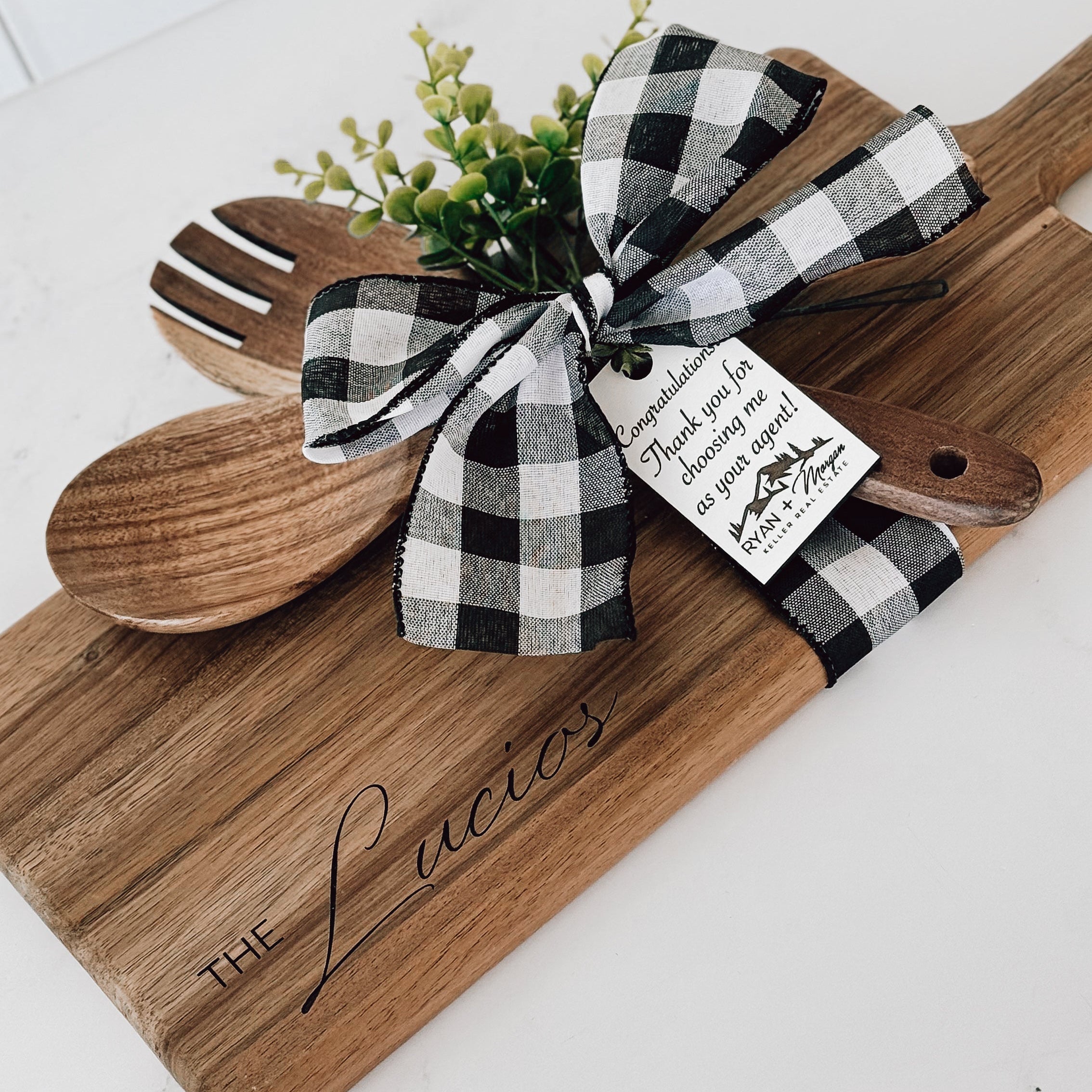 Acacia Wood Board with Utensils