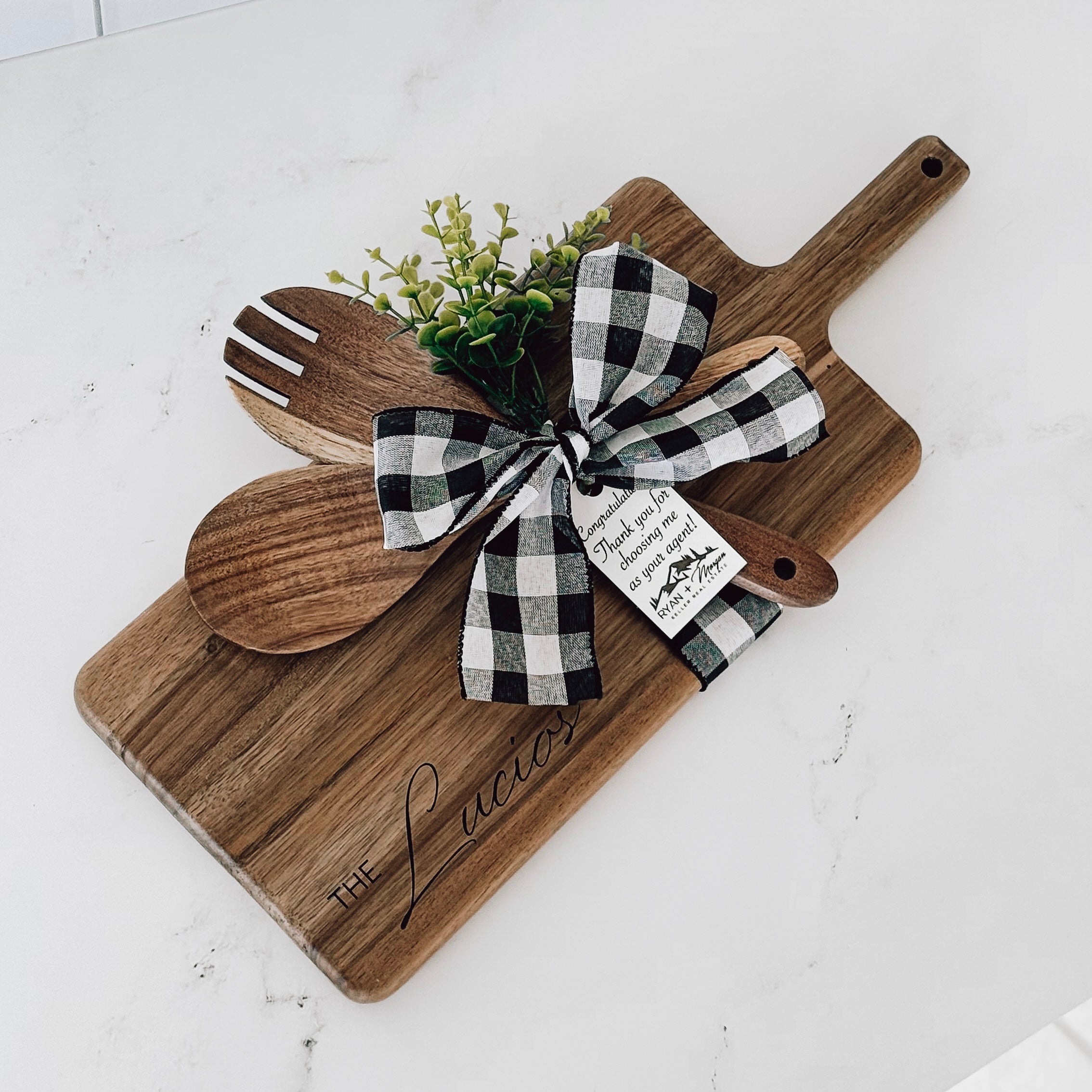 Acacia Wood Board with Utensils