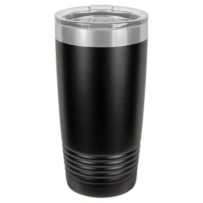 Real Estate logo branded 20 oz tumbler in black with silver engraving