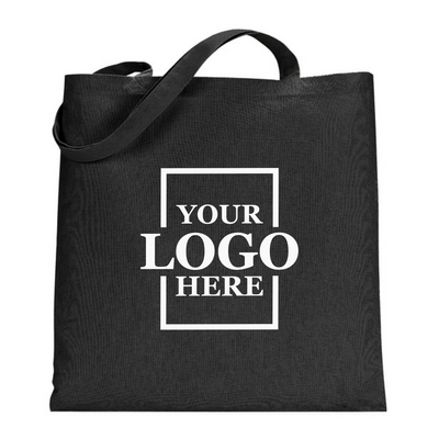 Realtor promotional gift of a branded canvas tote bag in the color black