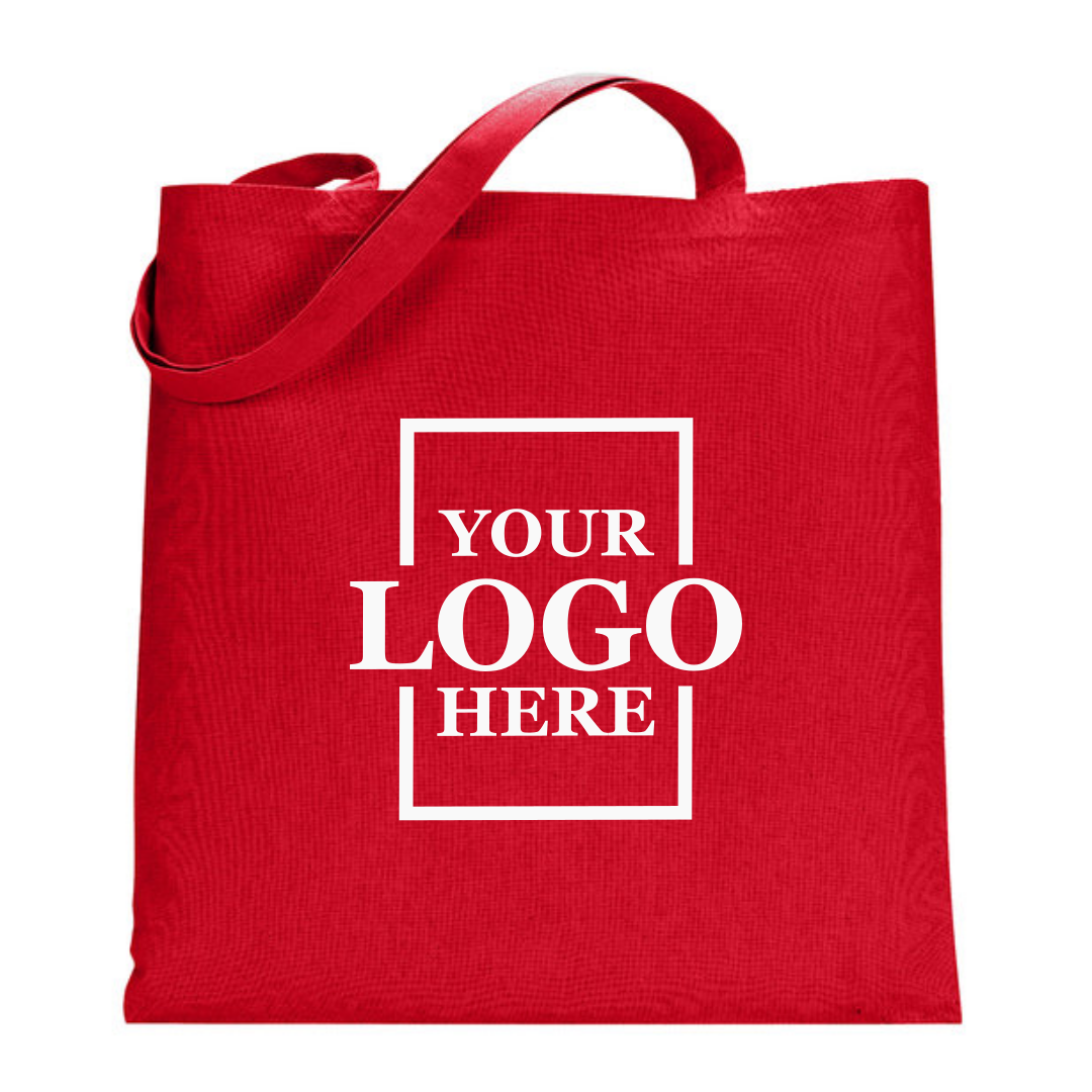 Realtor promotional gift of a branded canvas tote bag in the color red