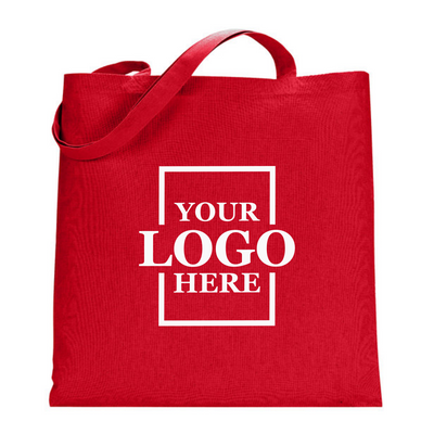 Realtor promotional gift of a branded canvas tote bag in the color red
