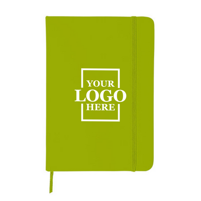 Realtor promotional leatherette notebook in lime green with center printing