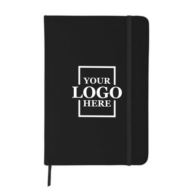 Realtor promotional leatherette notebook in black with center printing
