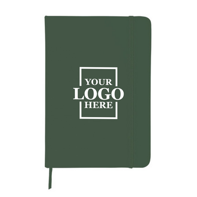 Realtor promotional leatherette notebook in hunter green with center printing