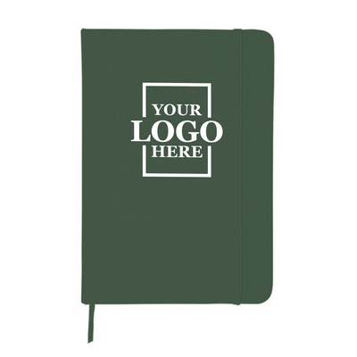 Realtor promotional leatherette notebook in hunter green with upper center printing