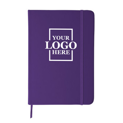 Realtor promotional leatherette notebook in purple with upper center printing
