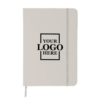 Realtor promotional leatherette notebook in white with center printing