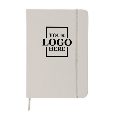 Realtor promotional leatherette notebook in white with upper center printing
