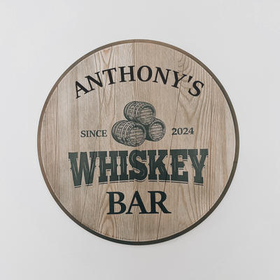 Custom Whiskey Barrel Lid Sign