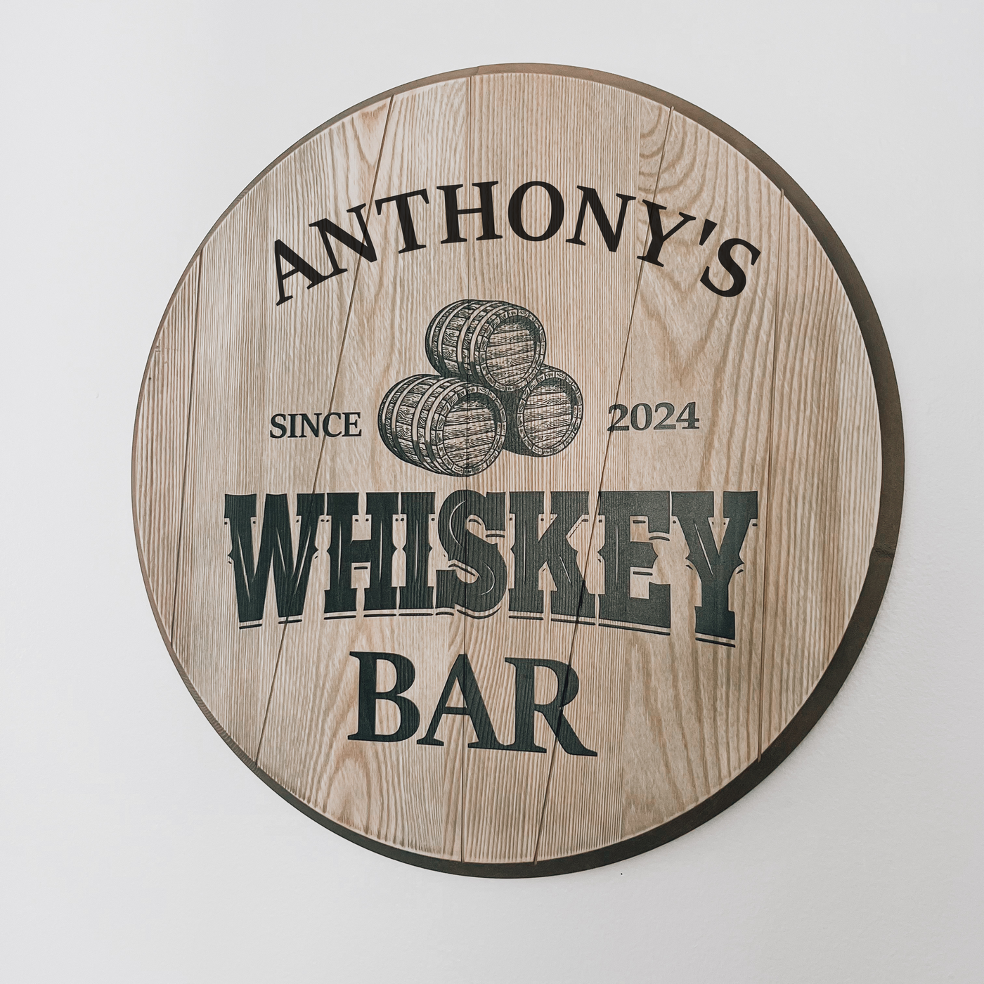 Custom Whiskey Barrel Lid Sign