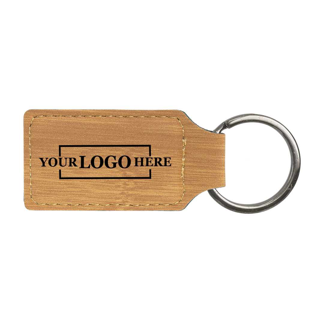 Branded Leatherette Keychains - Rectangle