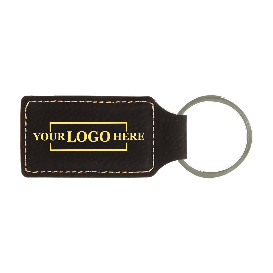 Branded Leatherette Keychains - Rectangle