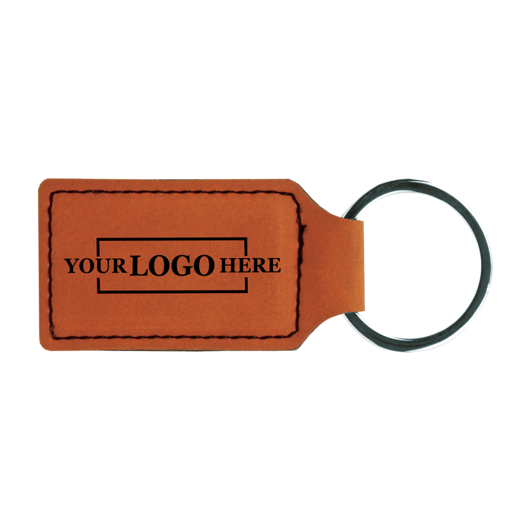 Branded Leatherette Keychains - Rectangle