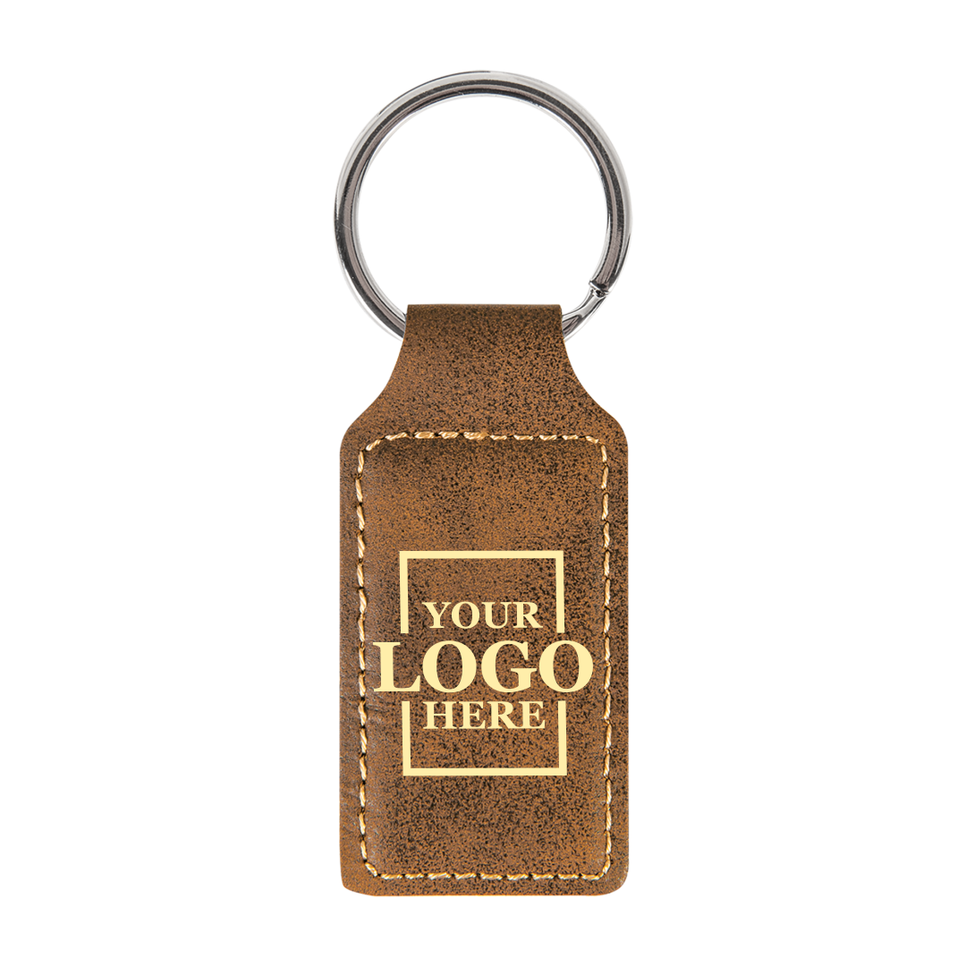 Branded Leatherette Keychains - Rectangle