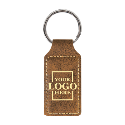 Branded Leatherette Keychains - Rectangle