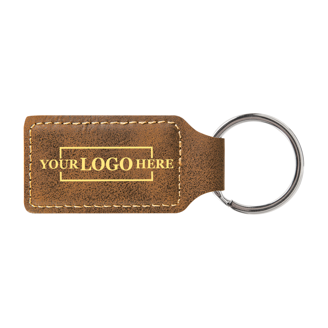 Branded Leatherette Keychains - Rectangle