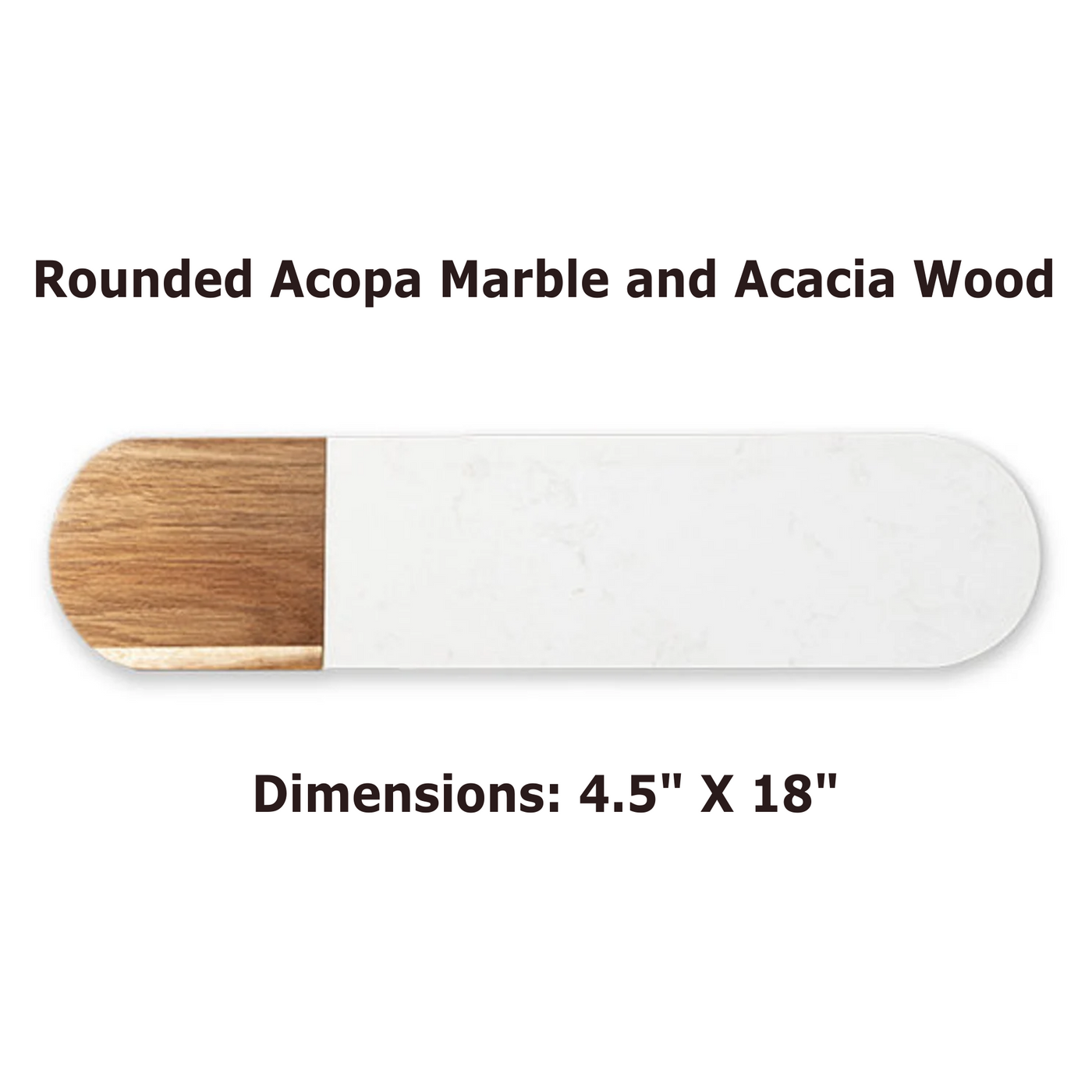 Real estate bulk closing gift of a rounded marble and acacia wood cutting board