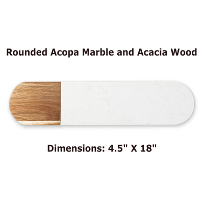 Real estate bulk closing gift of a rounded marble and acacia wood cutting board