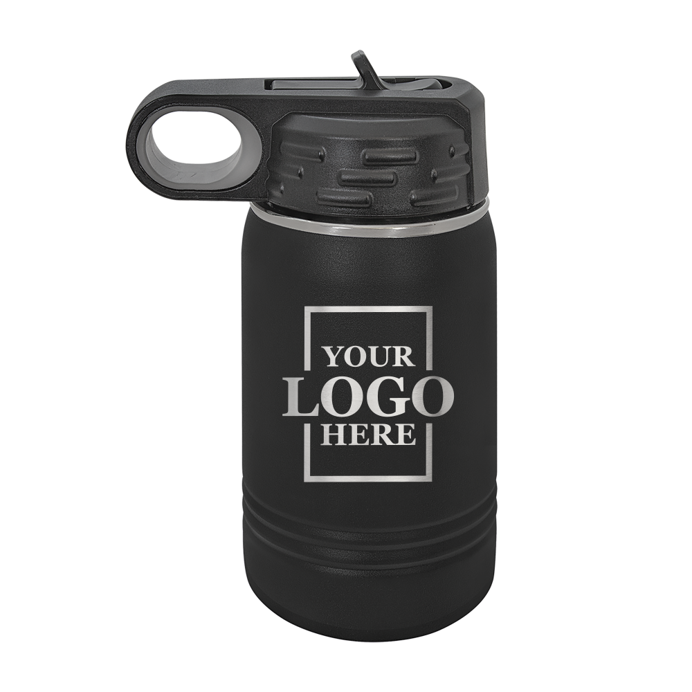 Real estate gift 12 oz bottle in black with silver engraving