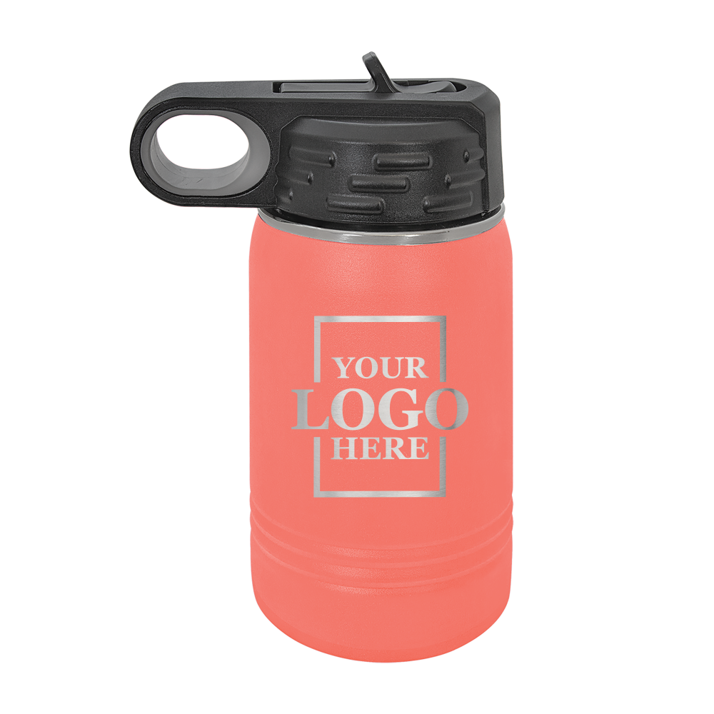 Real estate gift 12 oz bottle in coral with silver engraving