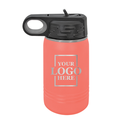 Real estate gift 12 oz bottle in coral with silver engraving