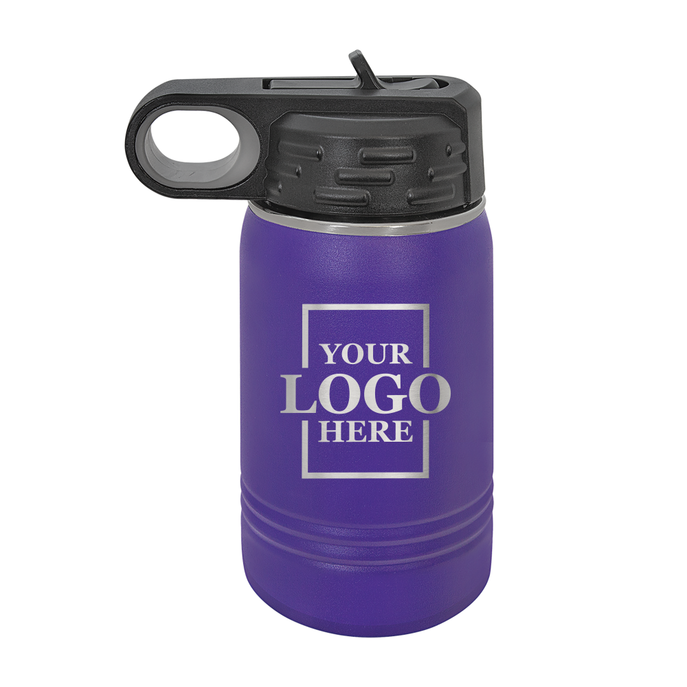 Real estate gift 12 oz bottle in purple with silver engraving