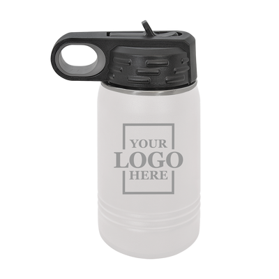 Real estate gift 12 oz bottle in white with silver engraving