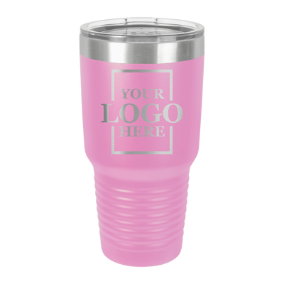 Real Estate logo branded 30 oz tumbler in lavender with silver engraving