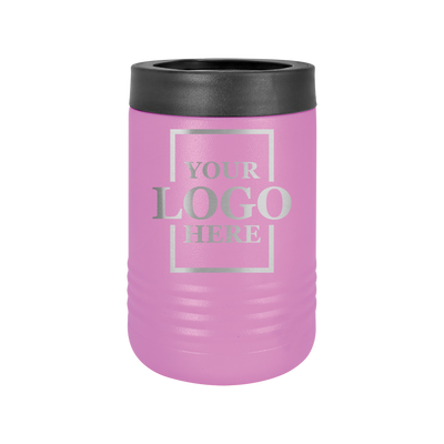 Real estate gift of a branded logo koozie in lavender with silver engraving