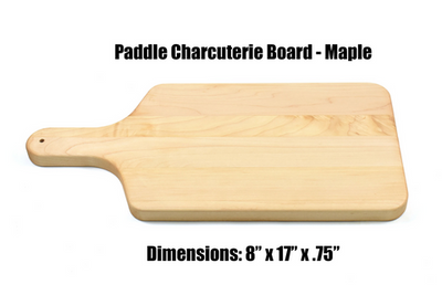 Real estate gift of a large maple paddle cutting board 