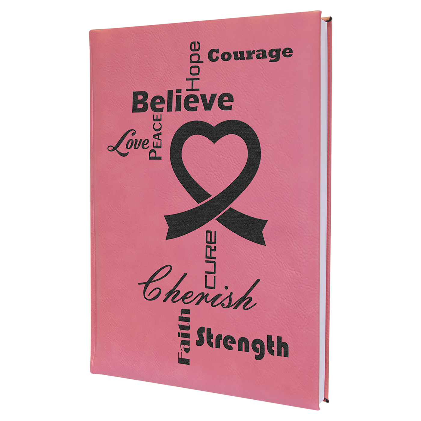 Real estate promotional gift pink branded leatherette notebook engraved with black 