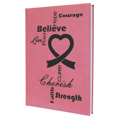 Real estate promotional gift pink branded leatherette notebook engraved with black 