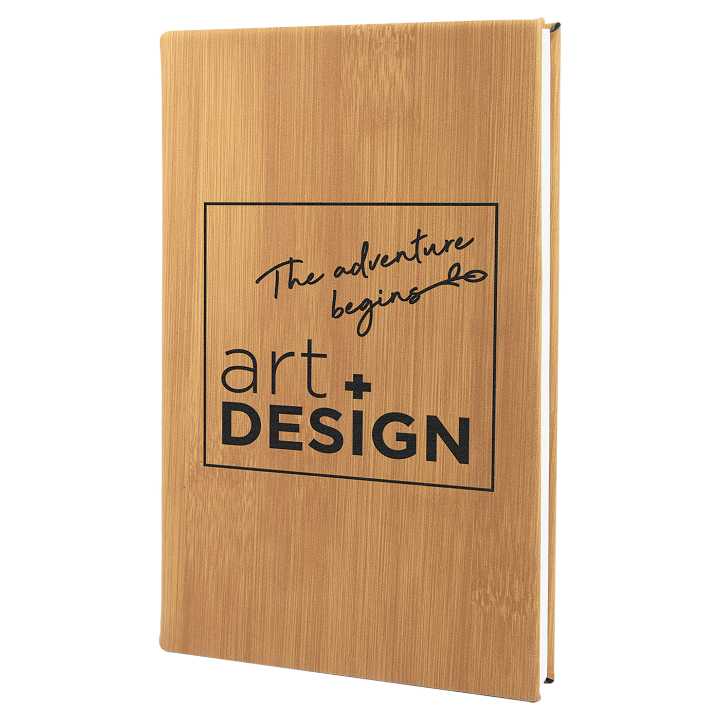 Real estate promotional gift bamboo notepad engraved with black 