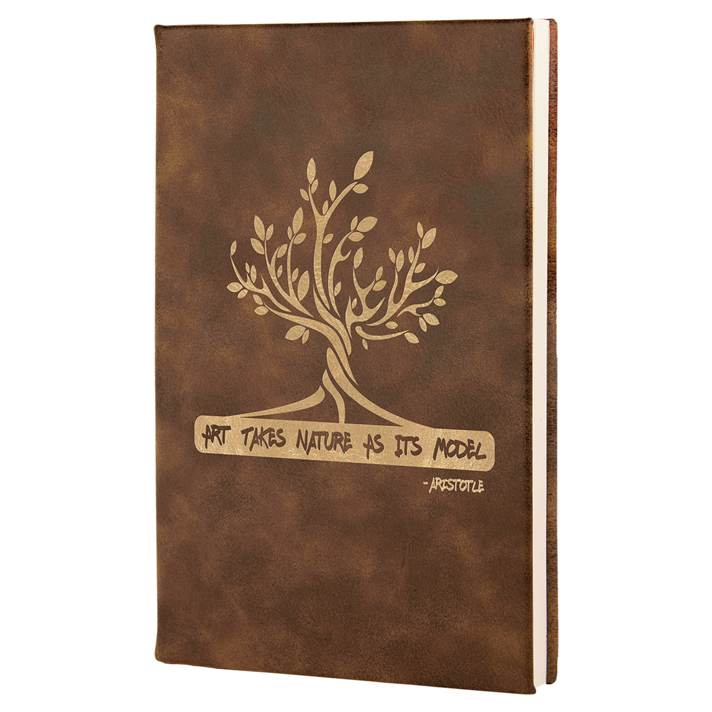 Real estate promotional gift rustic notepad engraved with gold