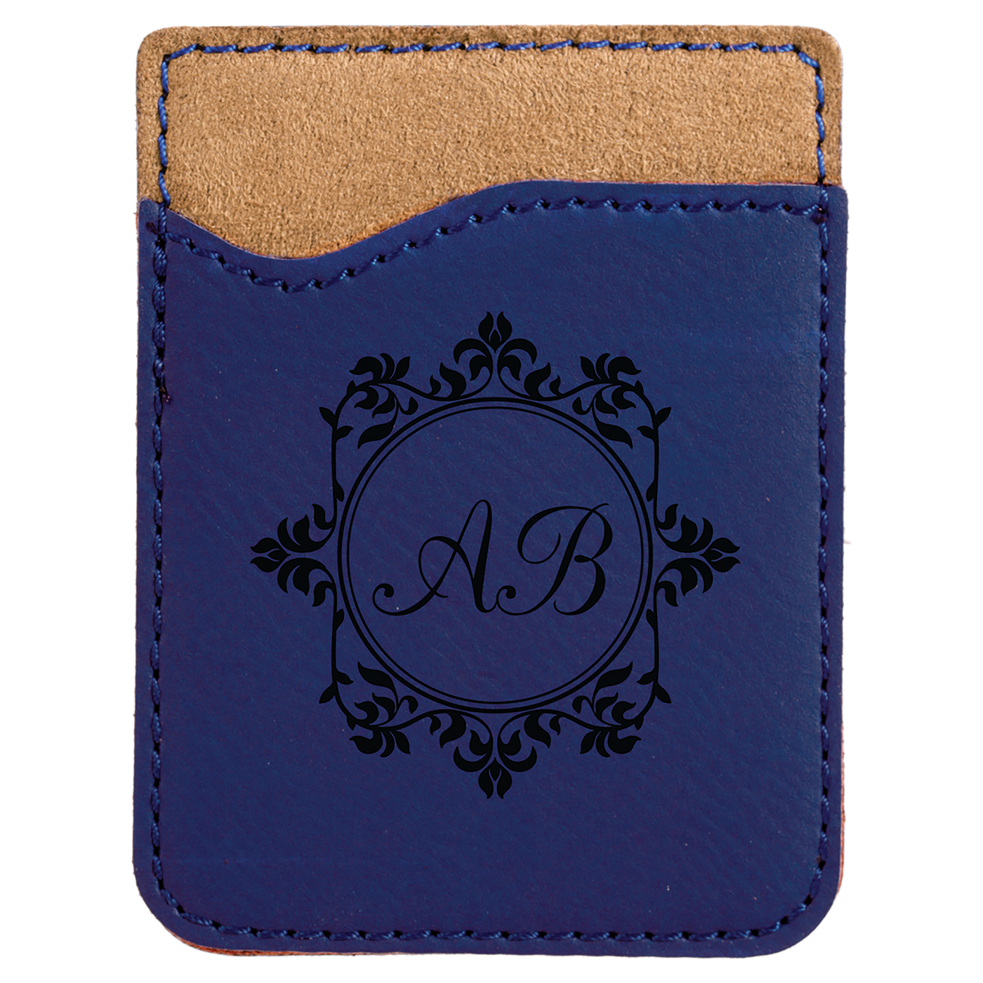  Real estate promotional gift of custom branded blue phone wallet engraved in black