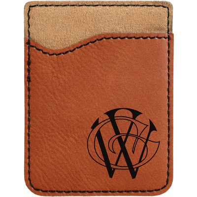  Real estate promotional gift of custom branded rawhide phone wallet engraved in black