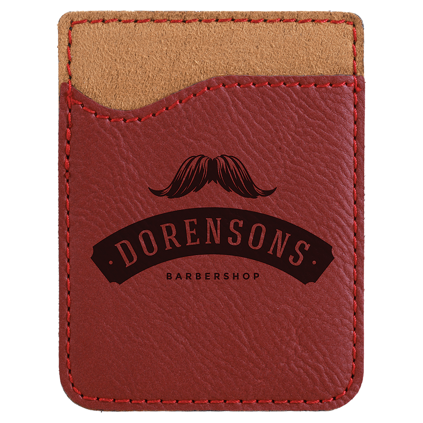  Real estate promotional gift of custom branded red phone wallet engraved in black