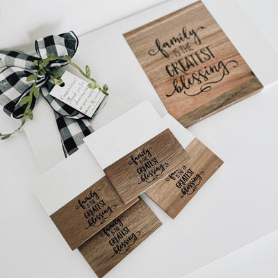 Real estate gift of rectangle set 1 with board and matching coasters, design 4 engraved on both