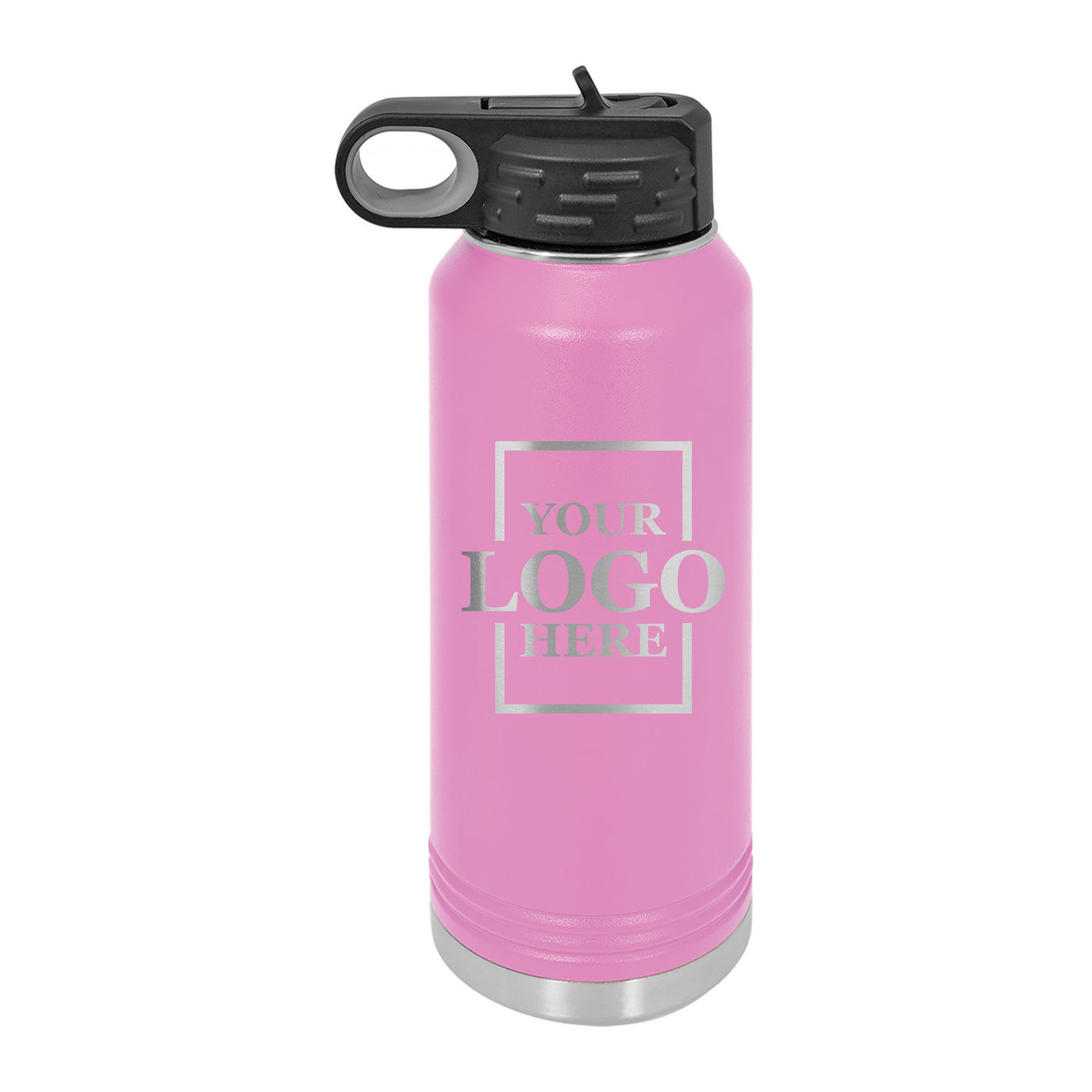 Real estate gift of 32 oz water bottle in lavender with silver engraving